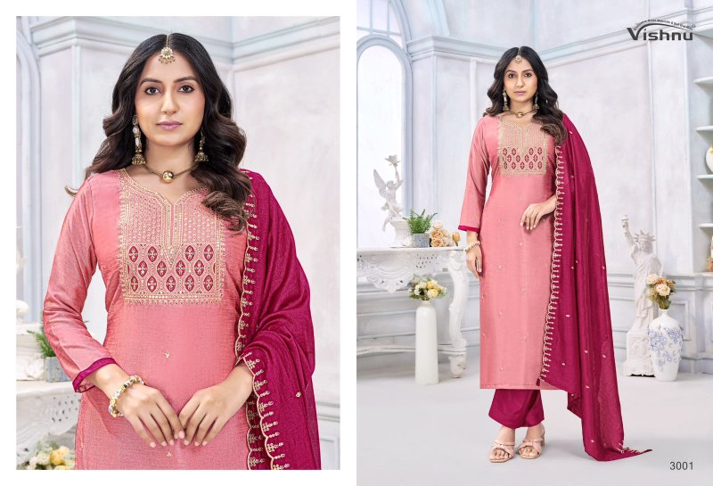 Jamaina By Vishnu Roman Silk Dress Material 